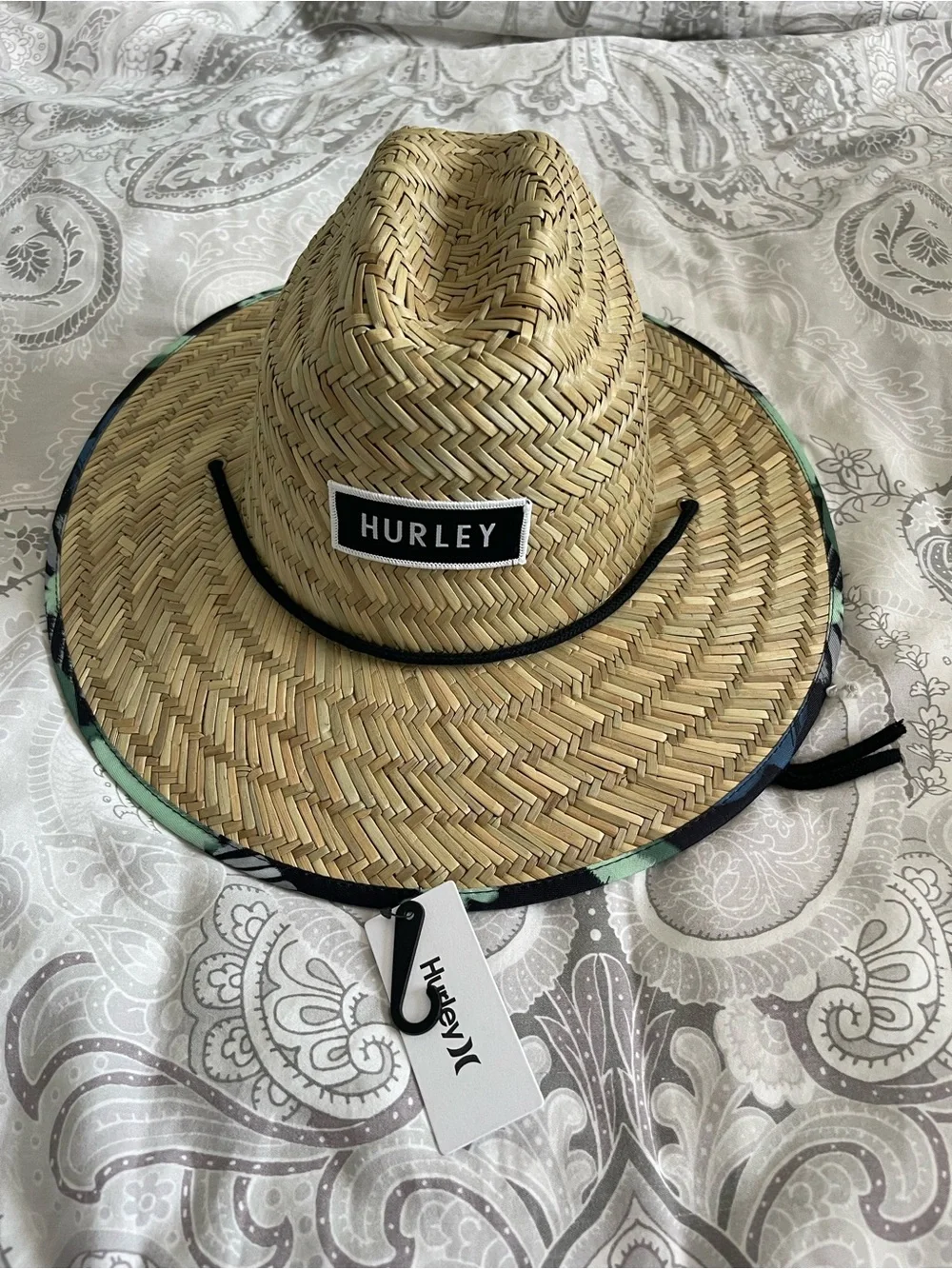 HURLEY BAYSIDE STRAW LIFEGUARD HAT Tropical Beach Pool Sun